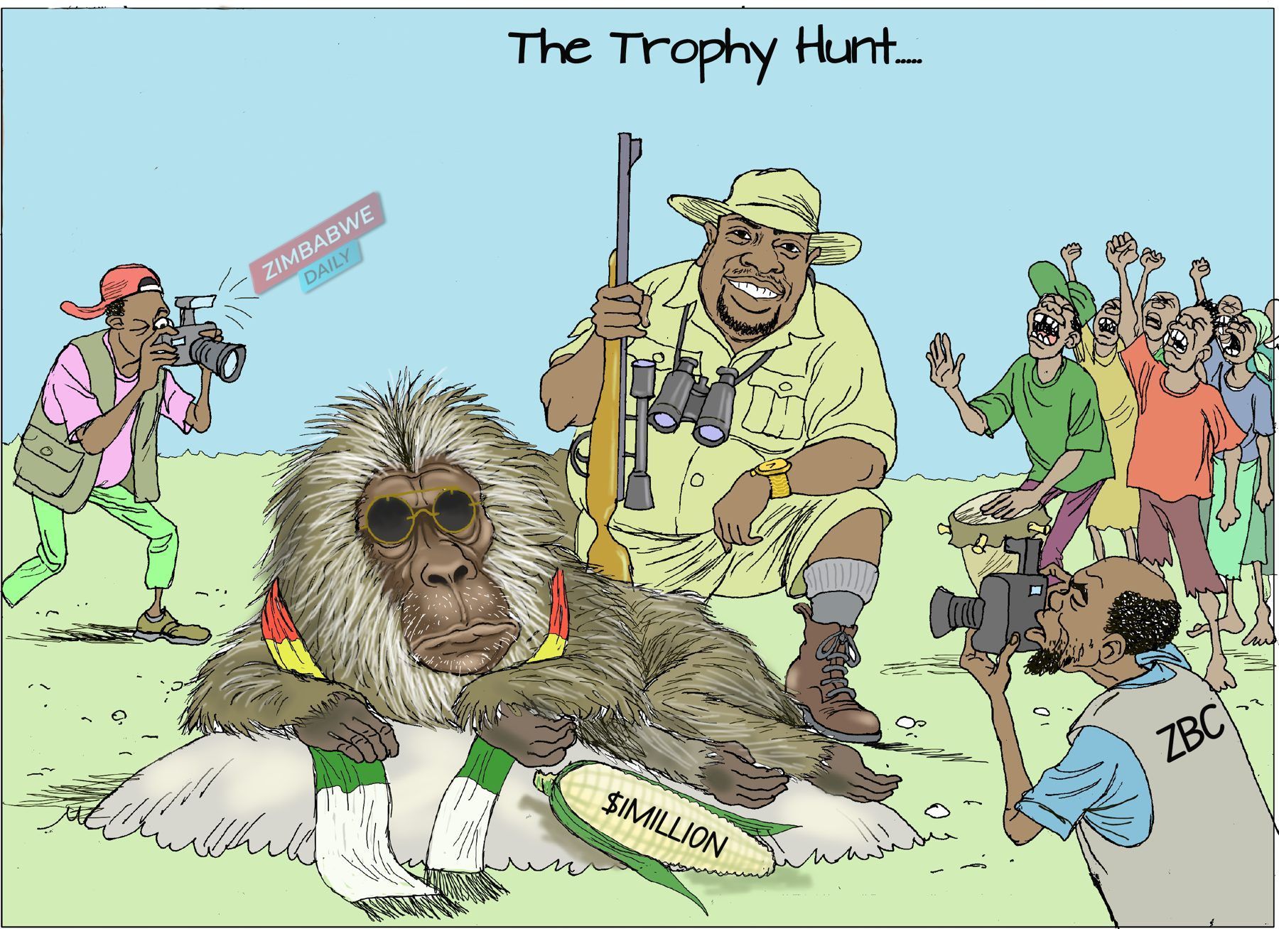Illustration depicting trophy hunting controversy
